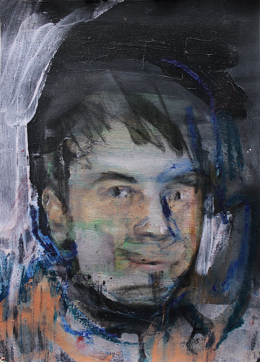 Expressive Portrait Oil Painting By Milos Hronec, 8 X 11", Atypical State I, Original Artwork