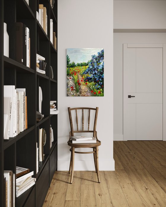 Lilac valley with popies 1