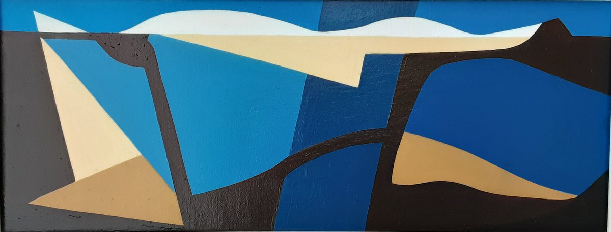 Abstract Oil Painting By Paul Heron, 22 X 10", Ancient Rhythms., Original Artwork