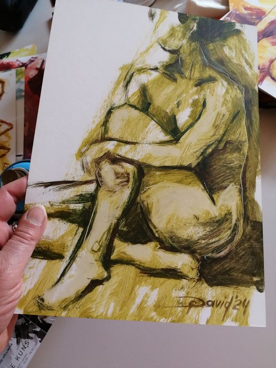 Nude-study female oil on paper