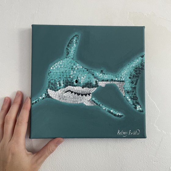 "Tiffany" Great white shark painting