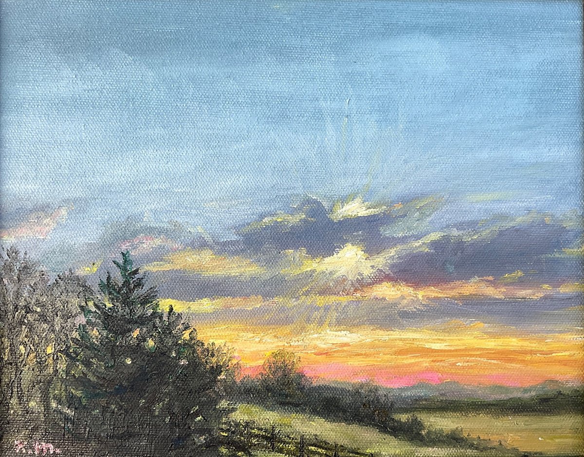 Impressionistic Landscape Oil Painting By Kathleen Mcdermott, 15 X 13", Country Morning - Oil 8X10, Original Artwork