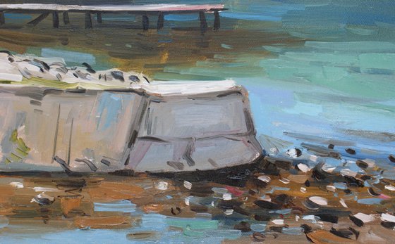 City beach in a spring day