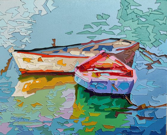 Colorful boats - |Unique style of painting|