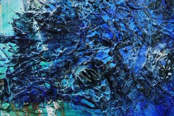 Natures Calling 240cm x 100cm Blue Green Textured Abstract Art