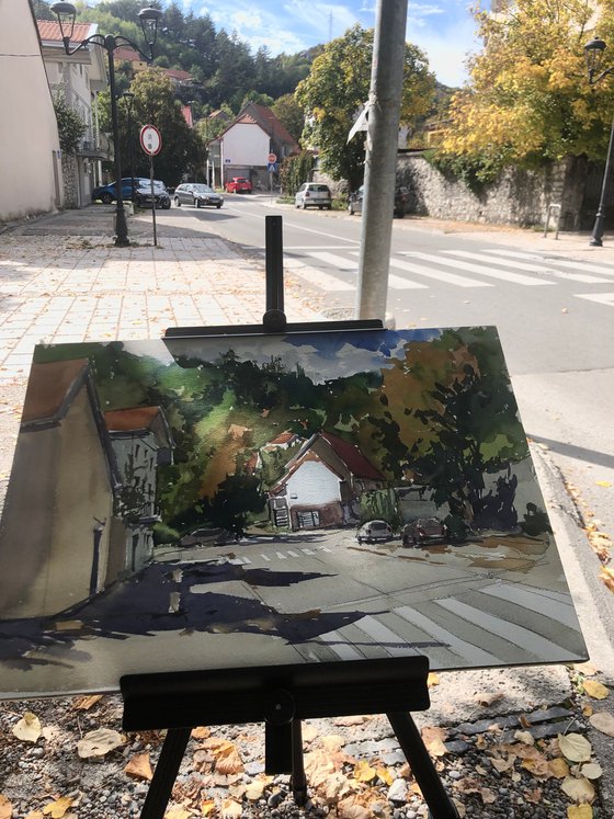 Town in autumn