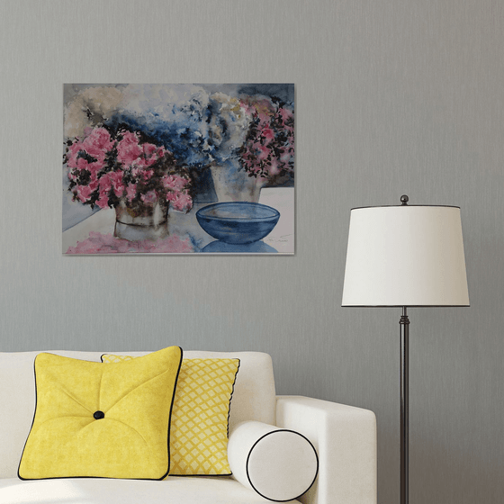 Stillife with blue bowl