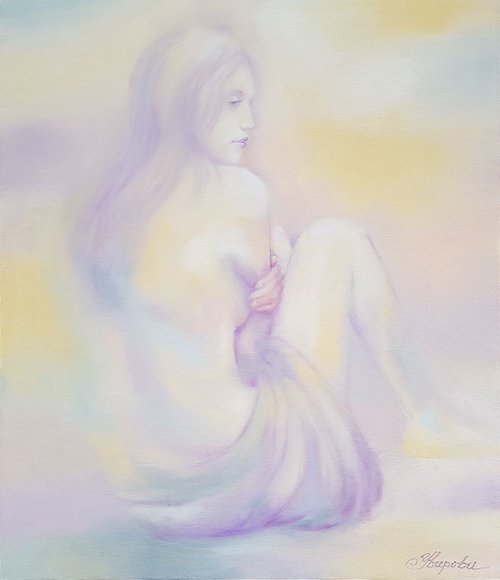 Tender dreams, original oil painting, 60x75 cm, FREE SHIPPING by Larissa Uvarova