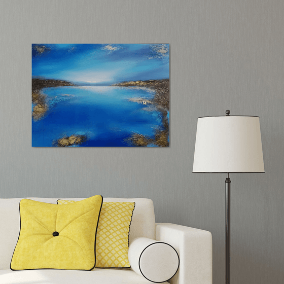 A large original modern semi-abstract seascape painting "Depth of the sea"