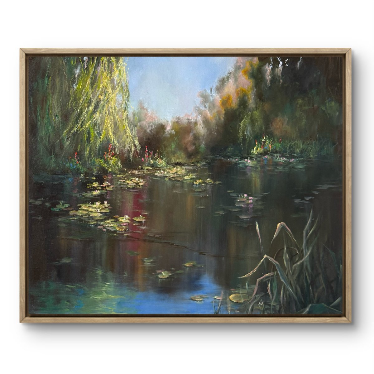 Impressionistic Landscape Oil Painting By Alesia Yeremeyeva, 26 X 22, Beneath The Willows, Original Artwork