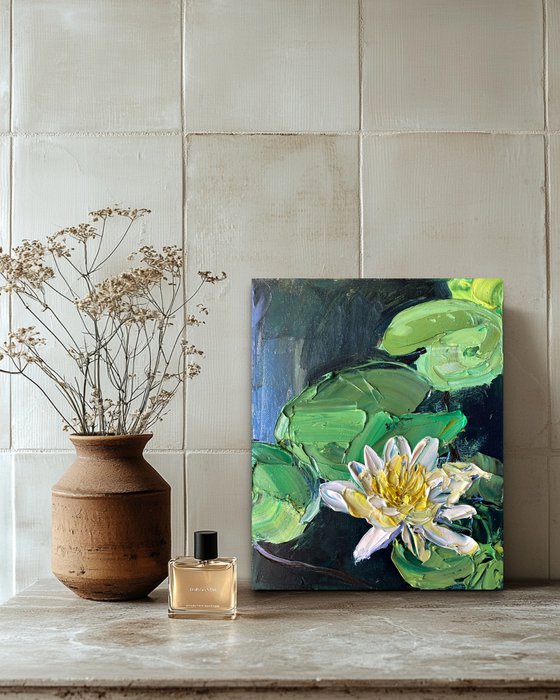Water Lily — Palette Knife Oil Study