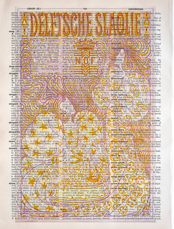 Delft Salad Oil - Collage Art Print on Large Real English Dictionary Vintage Book Page