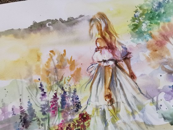 Woman watercolor art