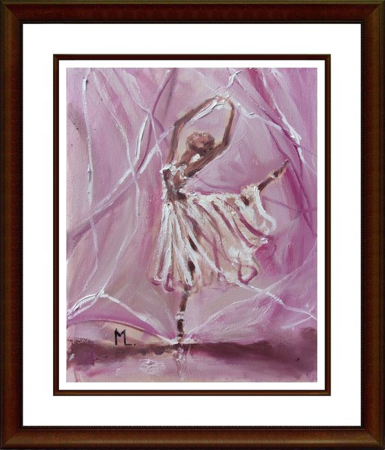 " BALLERINA " -  baby girl original oil painting on canvas, gift,  PALETTE KNIFE