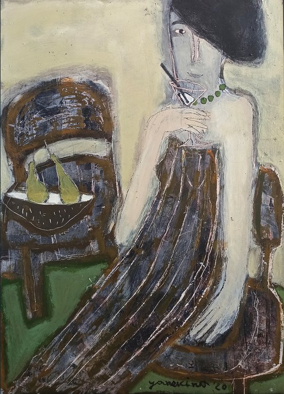 Girl with pears