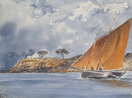 Breton Fishing Boat , Full Sail
