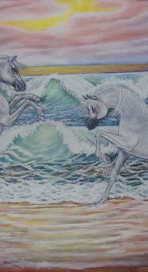 Seascape with White Horses by Sofya Mikeworth