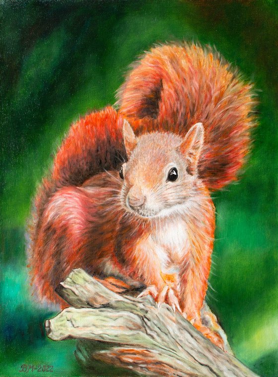 Red and Curious - original oil painting, animal painting, home decor, gift, wall art, art for sale, artfinder art