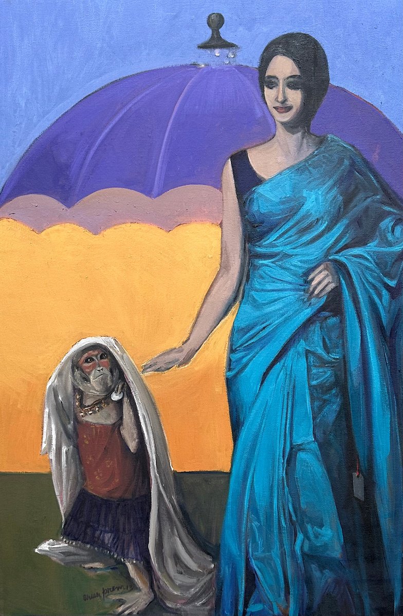 Expressive Abstract Oil Painting By Arun Prem, 24 X 36, Life With Baby, Original Artwork