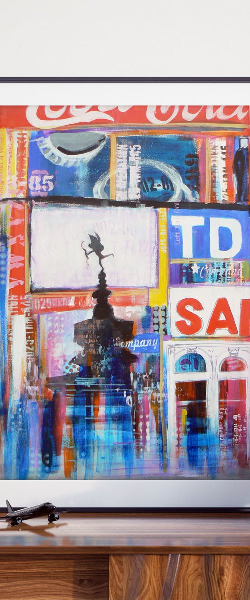 Study for Metropolis - Piccadilly Circus #2 (London, Eros, Piccadilly Circus, urban landscape semi abstract artwork) by Carolynne Coulson