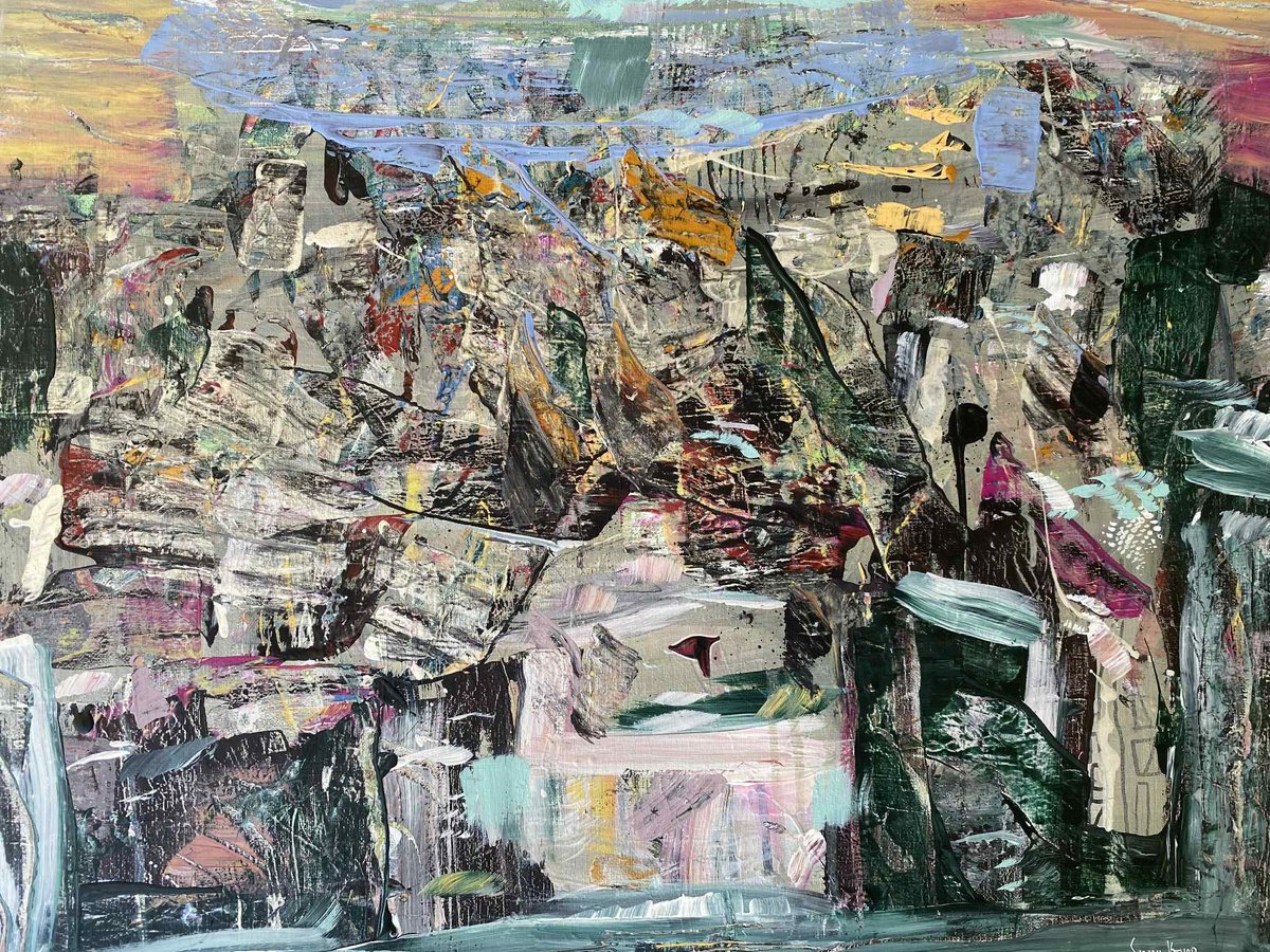 Abstract Acrylic Painting By Samah Kthar, 24 X 18", Free As A Bird, Original Artwork