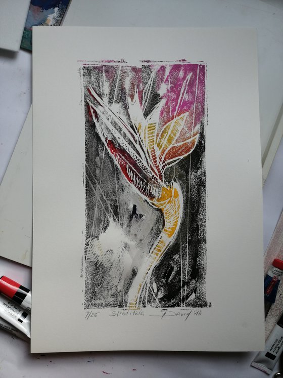 bird of paradise flower - Monotype 09