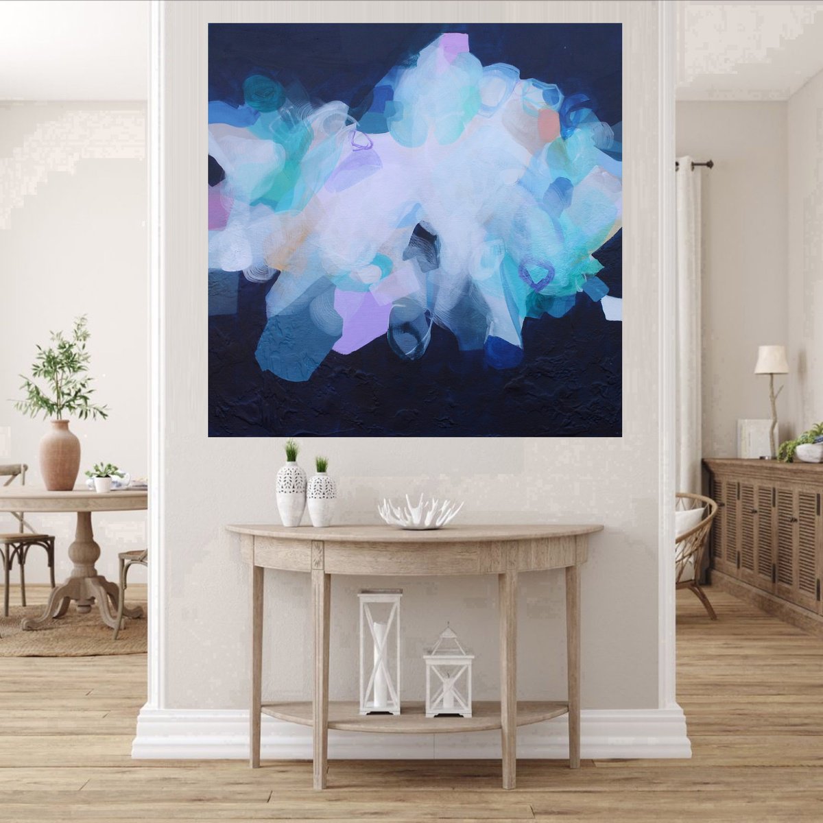 Abstract Acrylic Painting By Susan Wooler, 24 X 24", My Wildest Dreams, Original Artwork