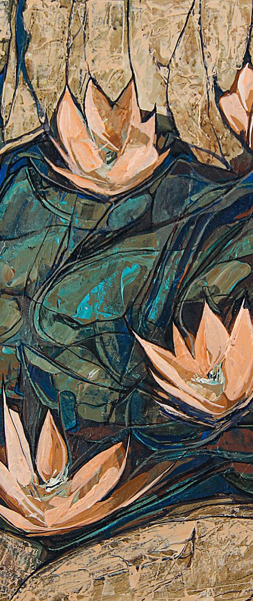 Artwork of waterlilies by ARTIST GURDISH PANNU
