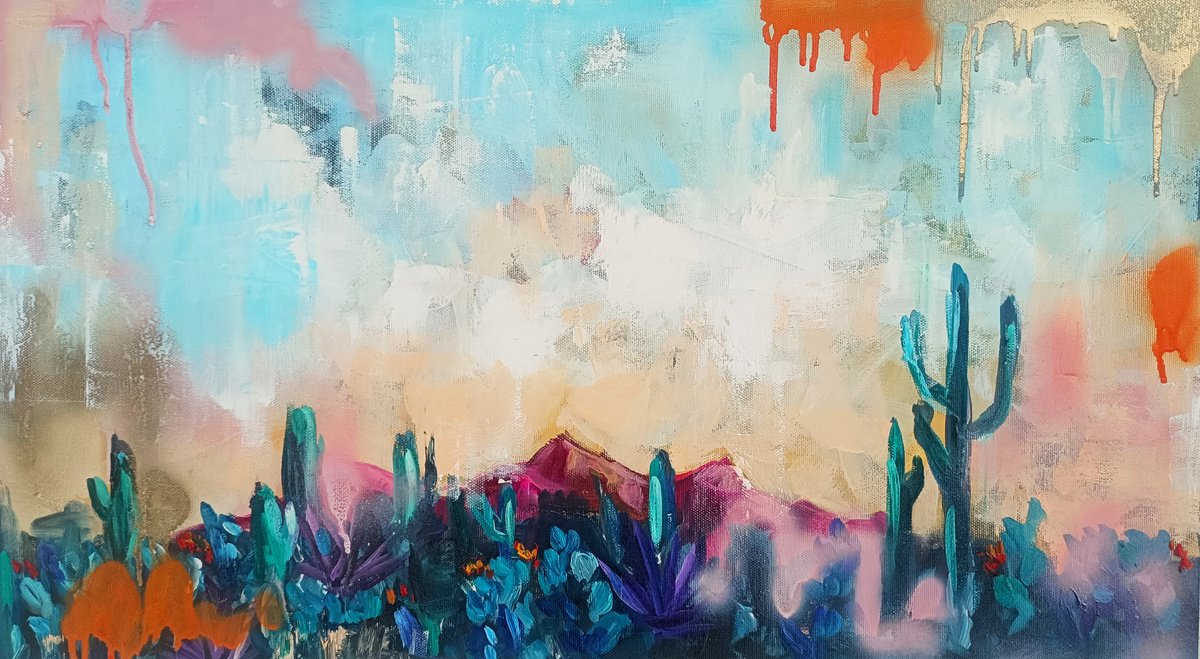 Abstract Painting By Evgenia Smirnova, 28 X 16, Abstract Texas 3, Original Artwork