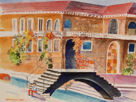 House in Venice a watercolor painting