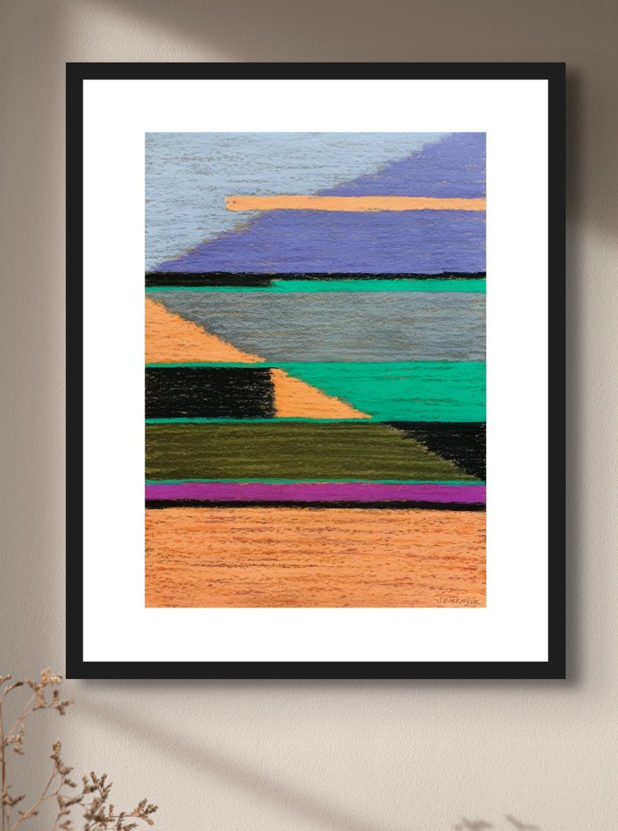 Abstract Pastel Drawing By Evgen Semenyuk, 16 X 20, Harmonic Drift, Original Artwork