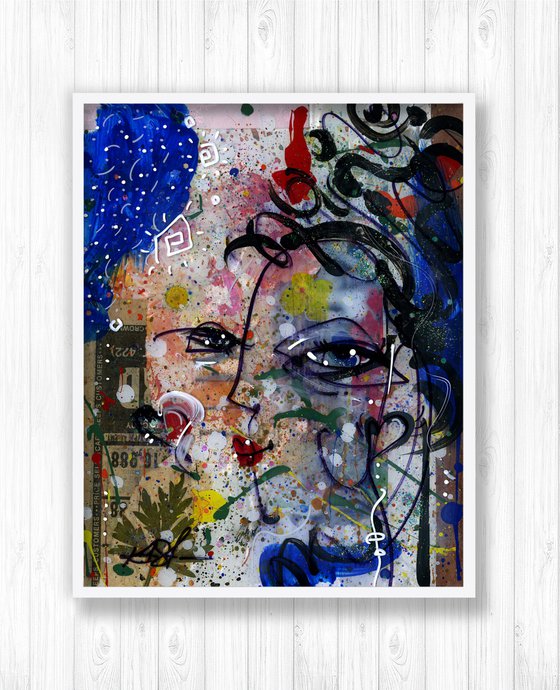 Funky Face Love 13 - Mixed Media Art by Kathy Morton Stanion
