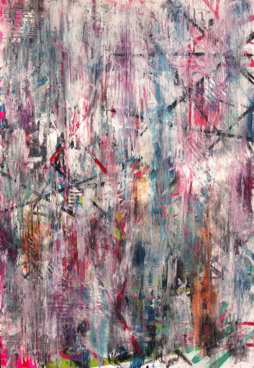 Abstract Painting By The Most Active, 26 X 39", The Untrue, Original Artwork