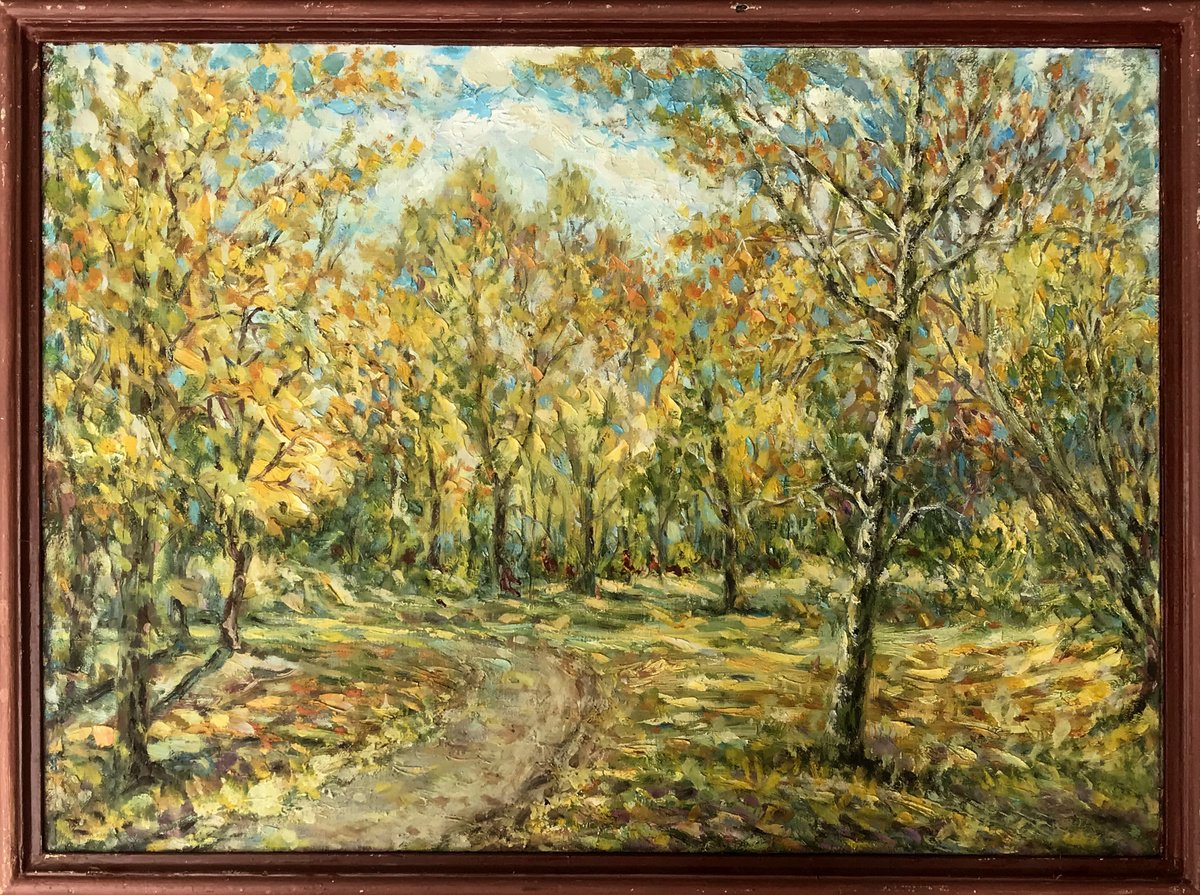 Impressionistic Landscape Oil Painting By Ivan Shapoval, 34 X 25, Autumn, Original Artwork