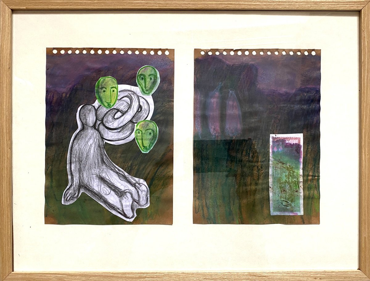 Surrealistic Portrait Pastel Drawing By Liubov Ro, 16 X 13", Faces, Original Artwork