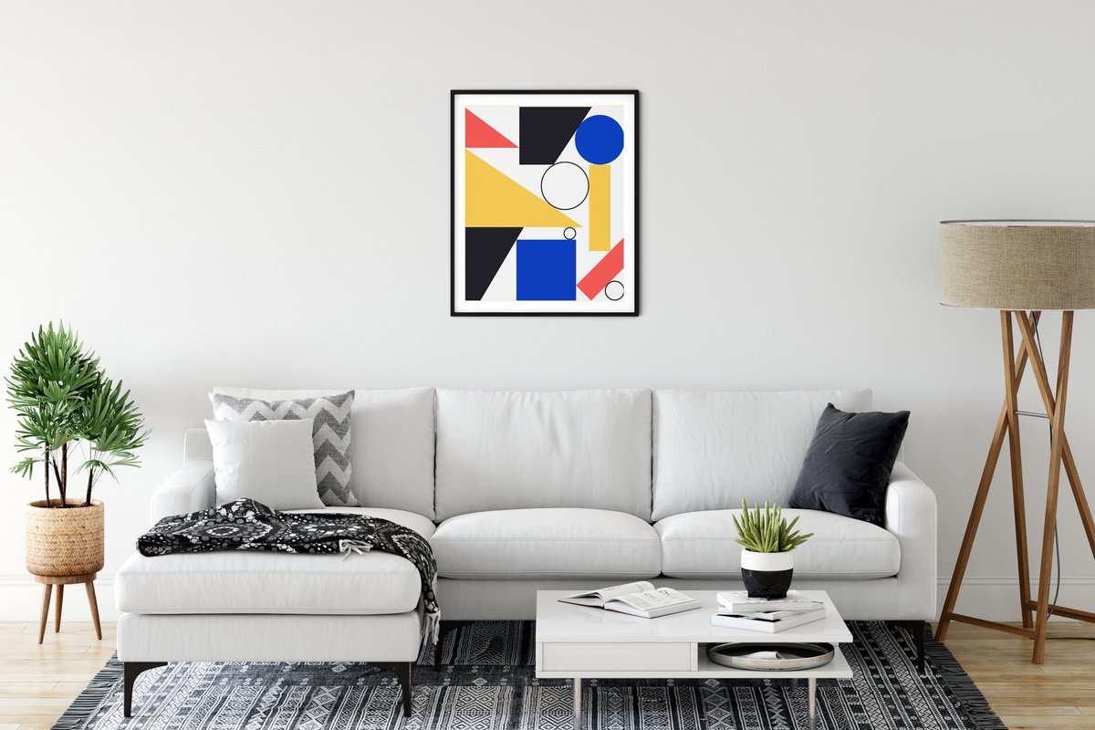 Geometric Abstract Giclee Print By James Bassett, 19 X 23, Circus, Original Artwork