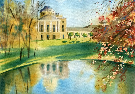 Pavlovsky Park. Original watercolor artwork.
