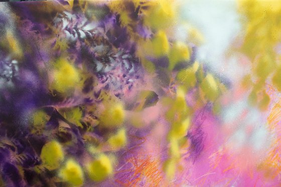 Pink evanescence - semi-abstract spray paint - modern floral - contemporary nature - decorative street art LARGE SIZE UNSTRETCHED