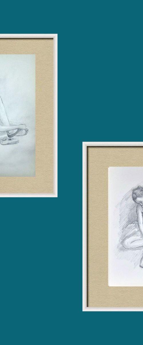 Set of Resting Ballerinas 17 and 12 by Asha Shenoy