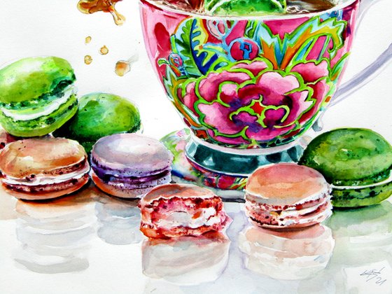 Still life with macaron cookies