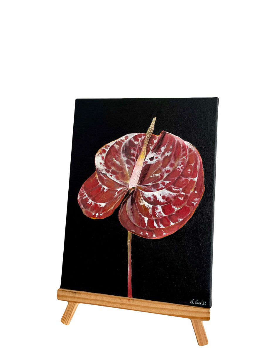 Photorealistic Oil Painting , Anthurium Flowers By Myroslava Denysyuk, 7 X 9, Artwork For Sale On Artfinder