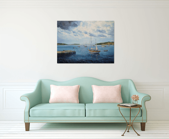 Morning sun on the Lunenburg bay (36x48x1.5")