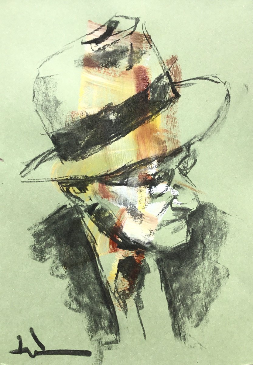 Expressive Charcoal Drawing , Tribute To James Joyce By Dominique Deve, 8 X 11, Artwork For Sale On Artfinder