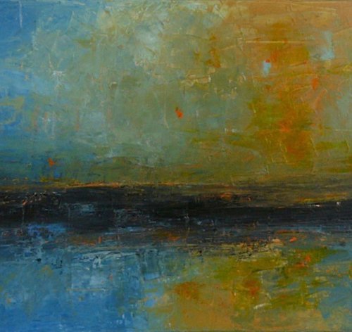 Mellow Shore  (Panoramic Seascape, 100x40cm) by Kalpana Soanes