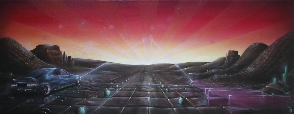 Surrealistic Landscape Oil Painting By Vanessa T Stefanova, 31 X 12", Chocland X Rob