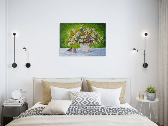 Summer Wildflowers with Birds