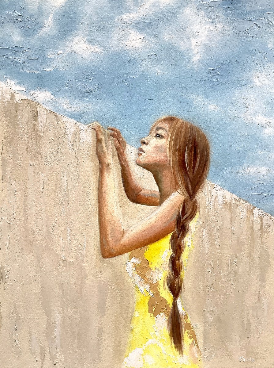 Expressive Portrait Oil Painting By Joule Kim, 9 X 12", Curious Gaze, Original Artwork