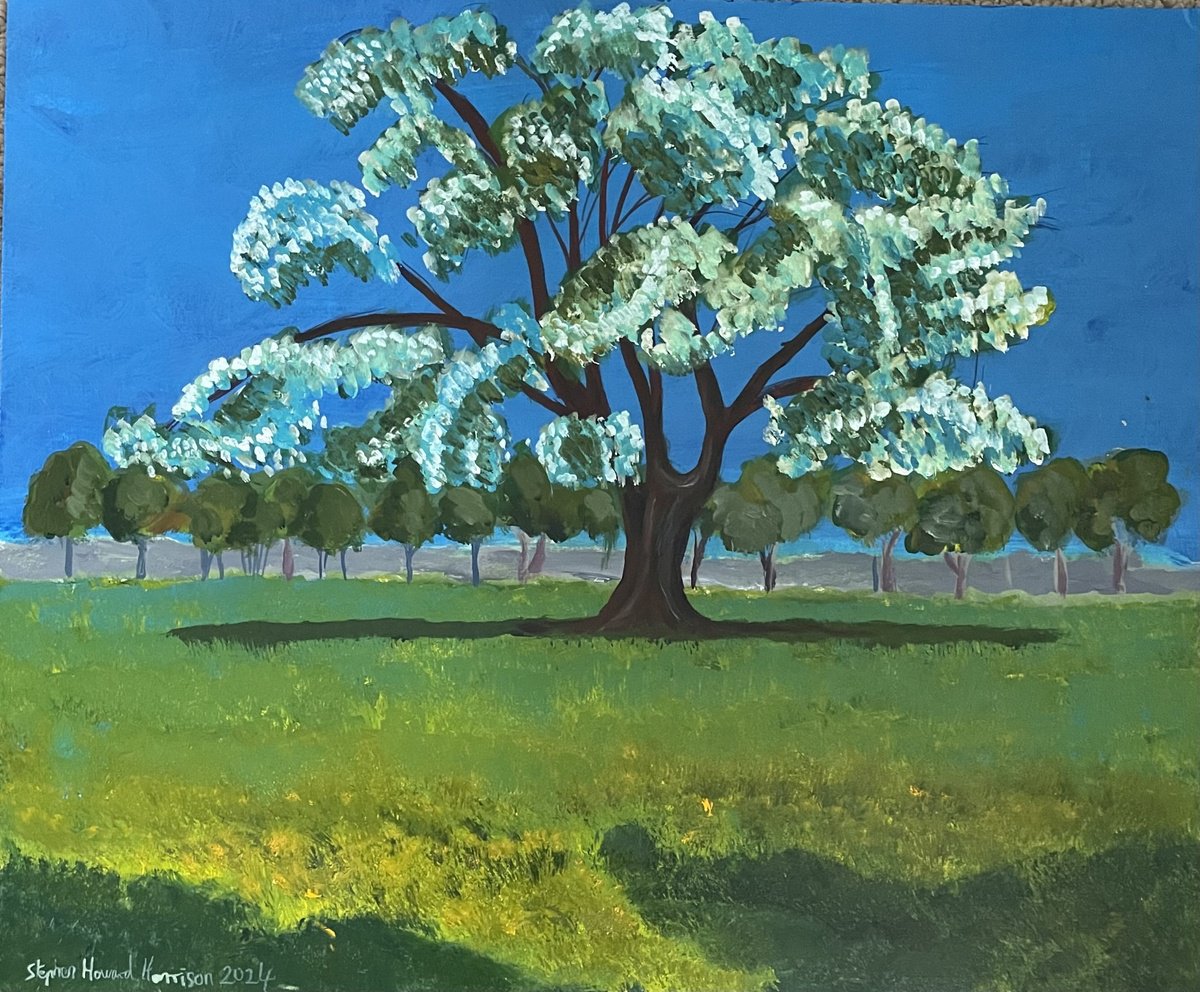 Expressive Landscape Oil Painting By Stephen Howard Harrison, 24 X 20", Blossoming Tree, Fife, Original Artwork