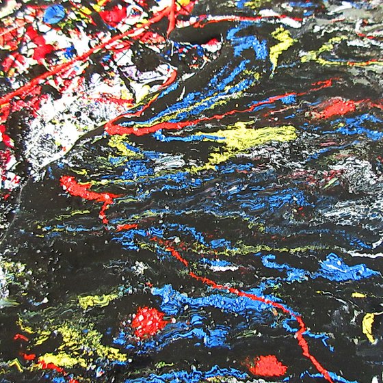 LIVELY  WITH  SAND,  Pollock inspired, framed