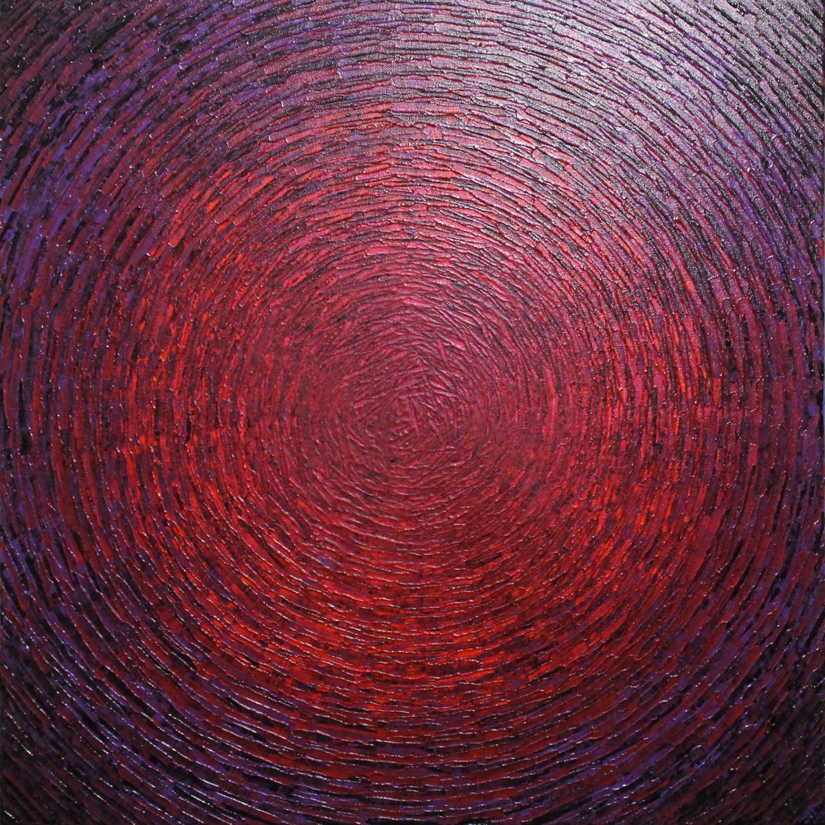 Abstract Acrylic Painting By Jonathan Pradillon, 24 X 24, Purple Iridescent Red Shine, Original Artwork